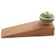 2 Pieces Turquoise And Yellow Striped Ceramic Floral Door Stoppers